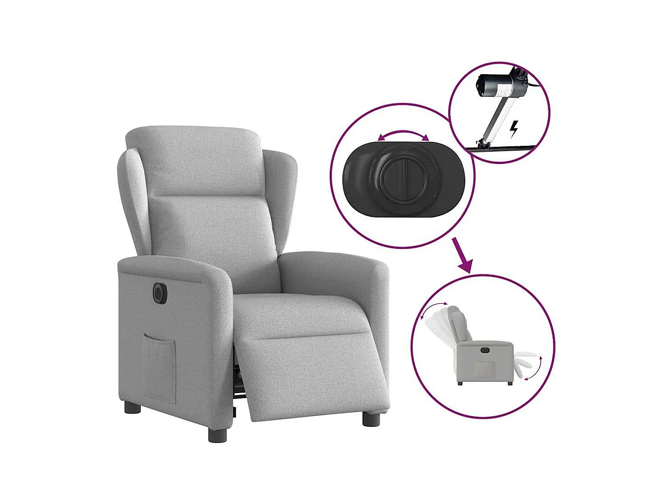 Sillón de relax | Silla | Sillón reclinable eléctrico de tela gris nube SHL5032