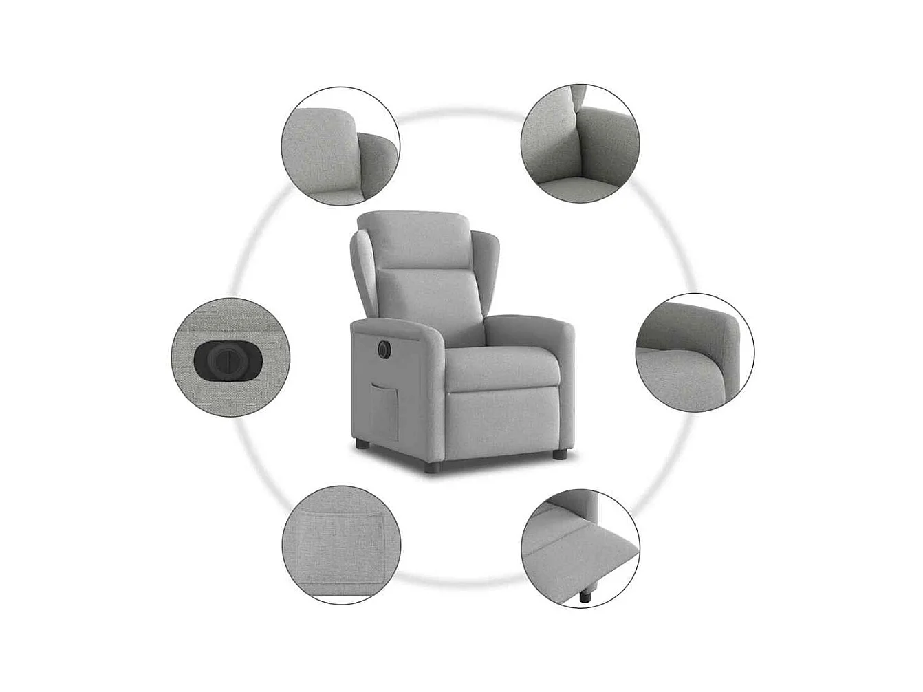 Sillón de relax | Silla | Sillón reclinable eléctrico de tela gris nube SHL5032