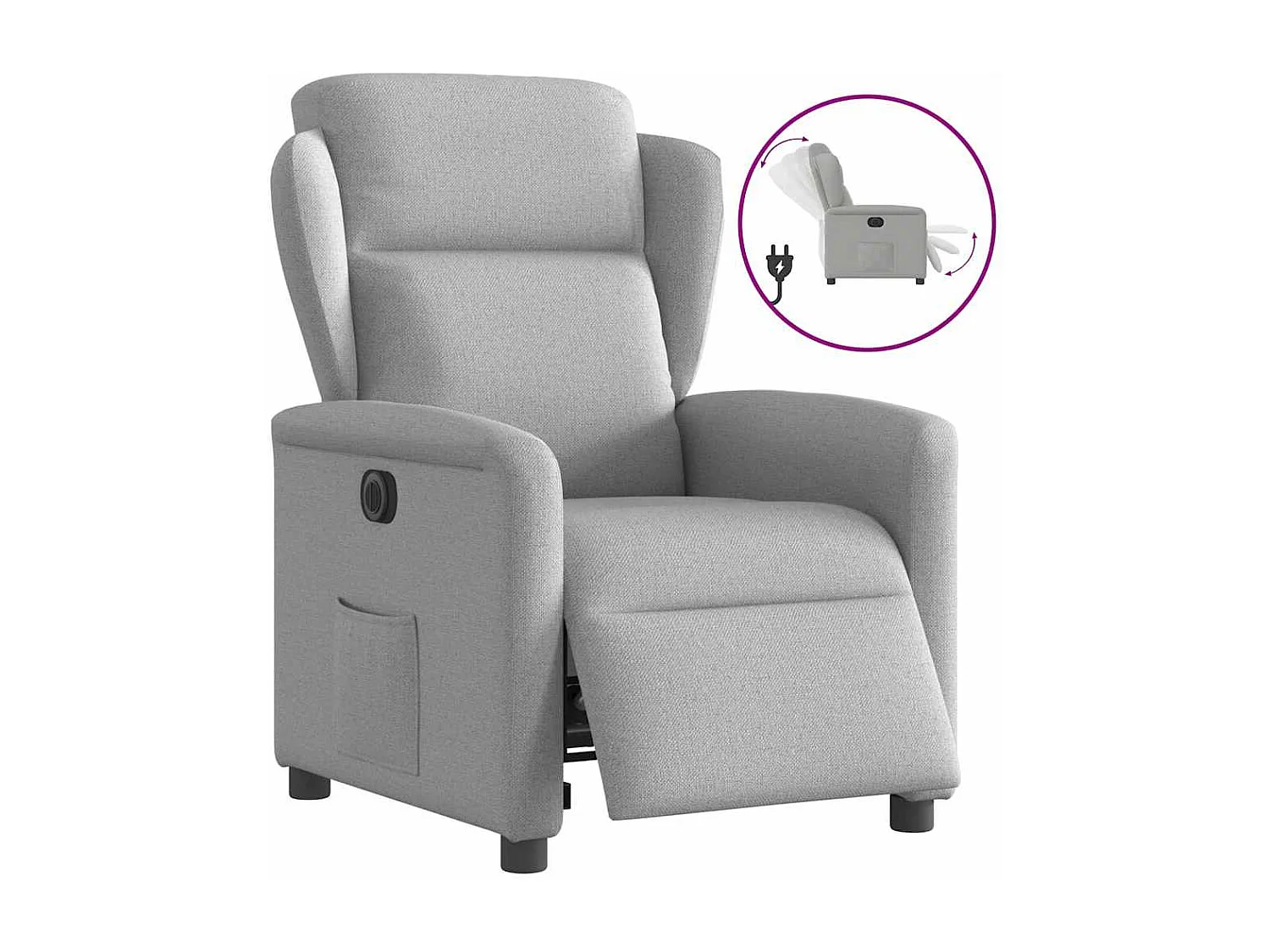 Relaxsessel Elektrisch | Lounge Sessel indoor Wolkengrau Stoff SHL86640