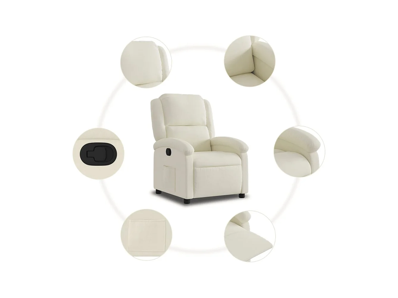 Sillón de relax | Silla | Sillón reclinable de terciopelo color crema SHL2754