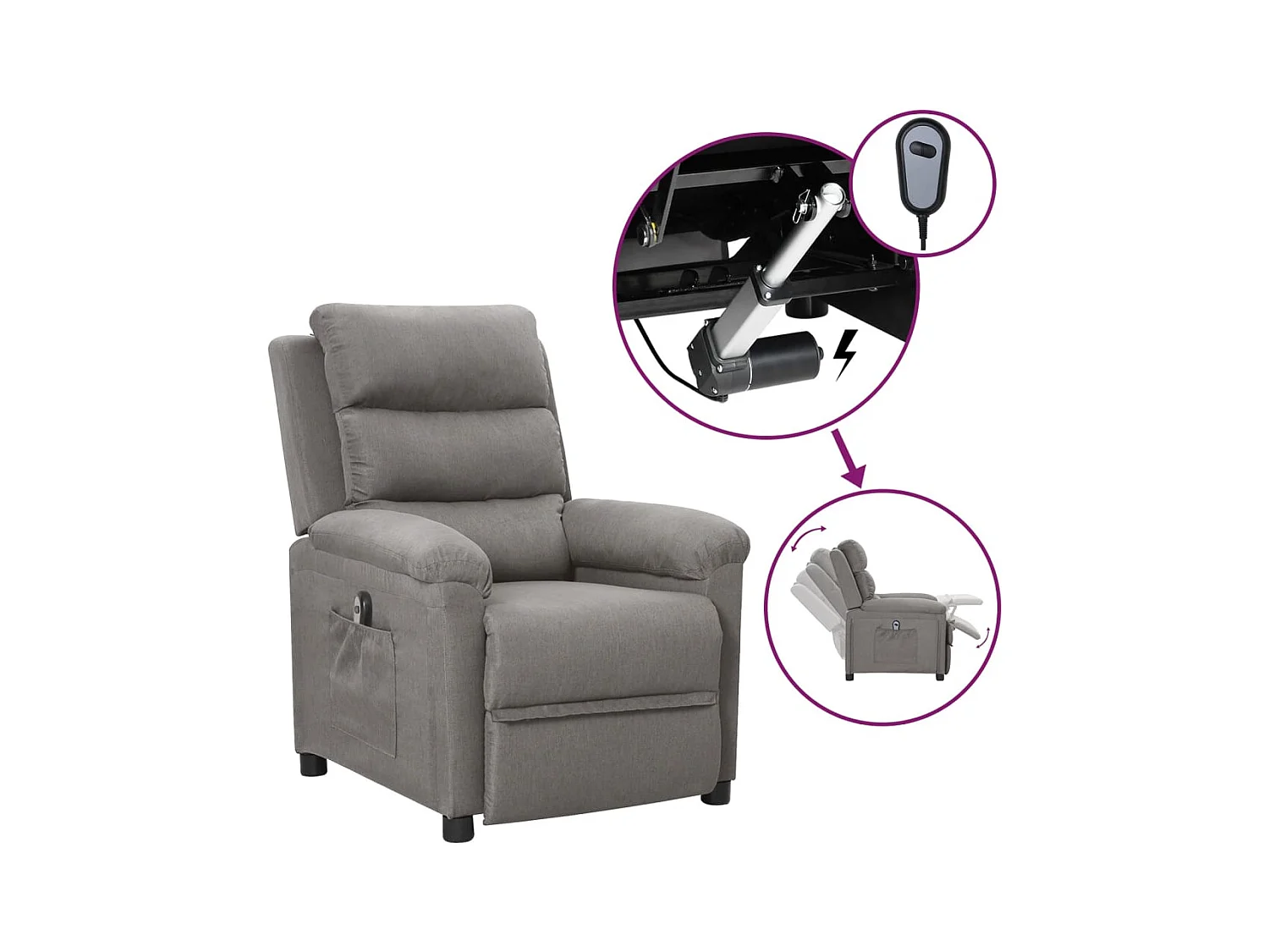 Sillón de relax | Silla | Sillón reclinable eléctrico tela gris claro SHL4489