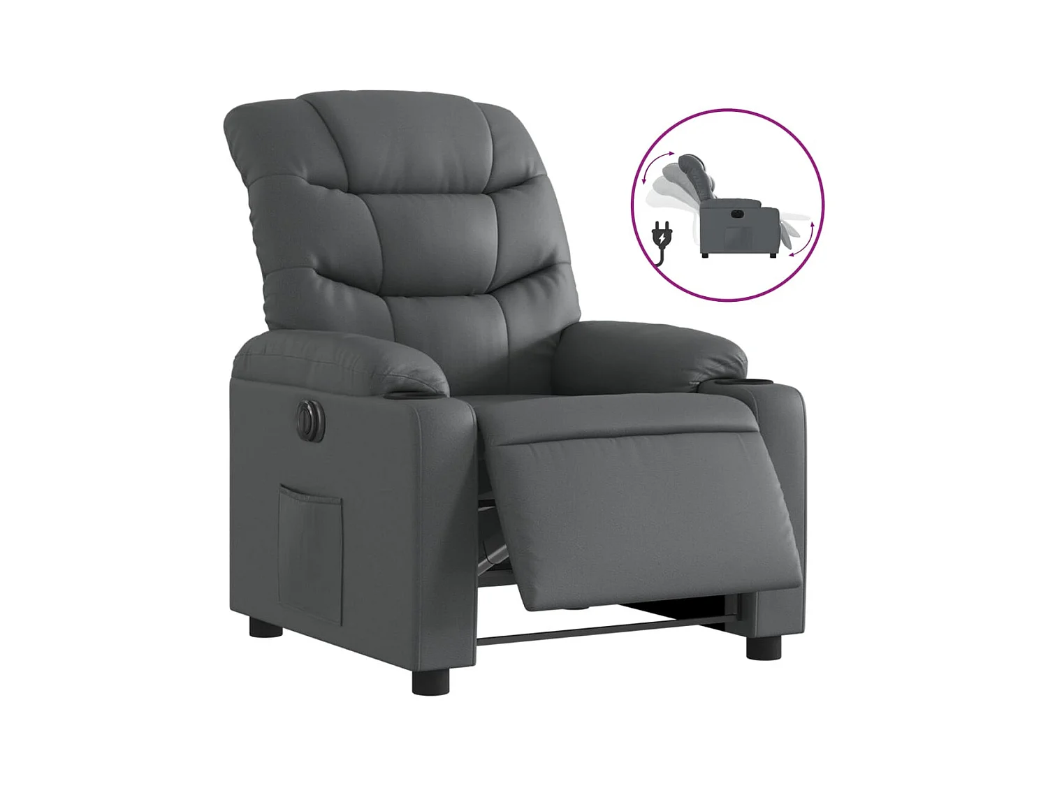 Fauteuil inclinable électrique-Chaise de relax-Fauteuil salon Gris Similicuir SHL3097