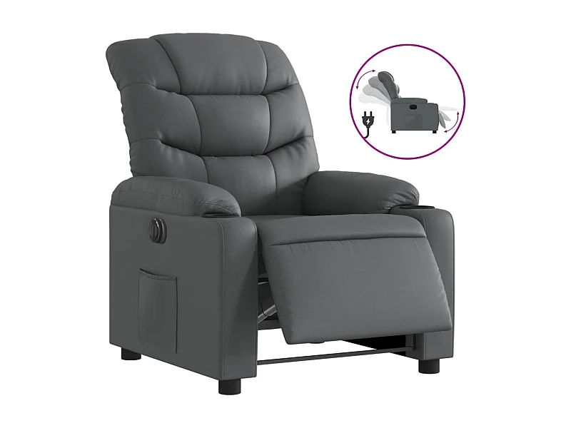 Fauteuil inclinable électrique-Chaise de relax-Fauteuil salon Gris Similicuir SHL3097