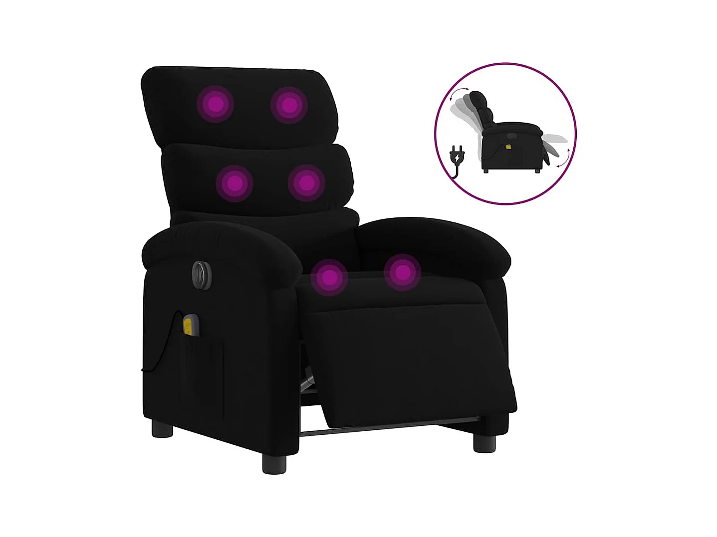 Fauteuil inclinable électrique-Fauteuil de massage pour Salon Noir Tissu SHL1468