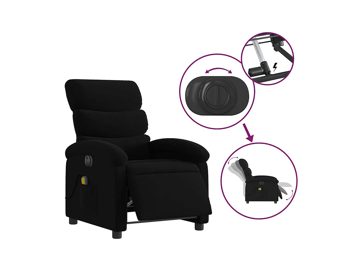Sillón de relax | Sillón reclinable de masaje eléctrico tela negro SHL8855