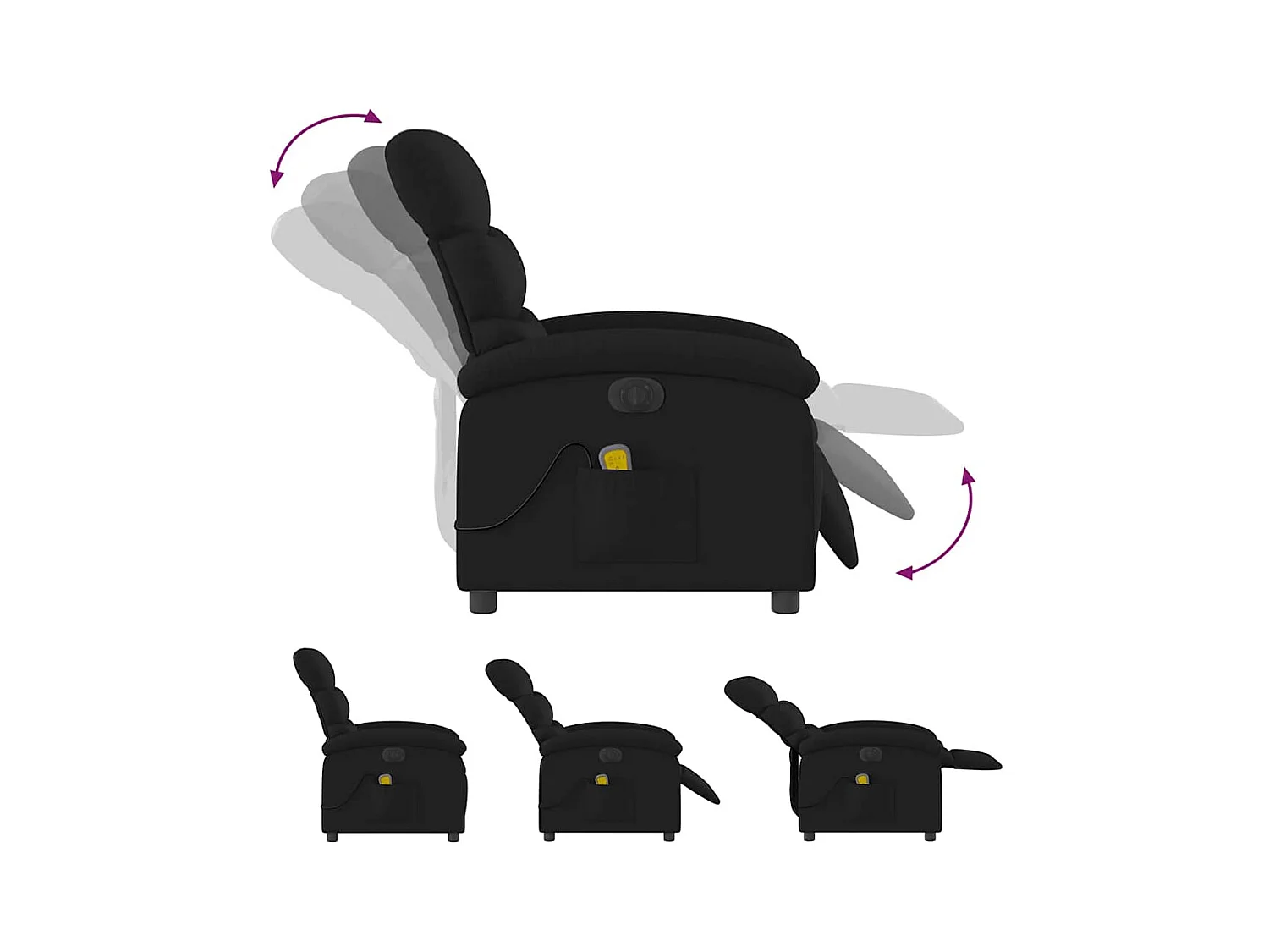 Sillón de relax | Sillón reclinable de masaje eléctrico tela negro SHL8855