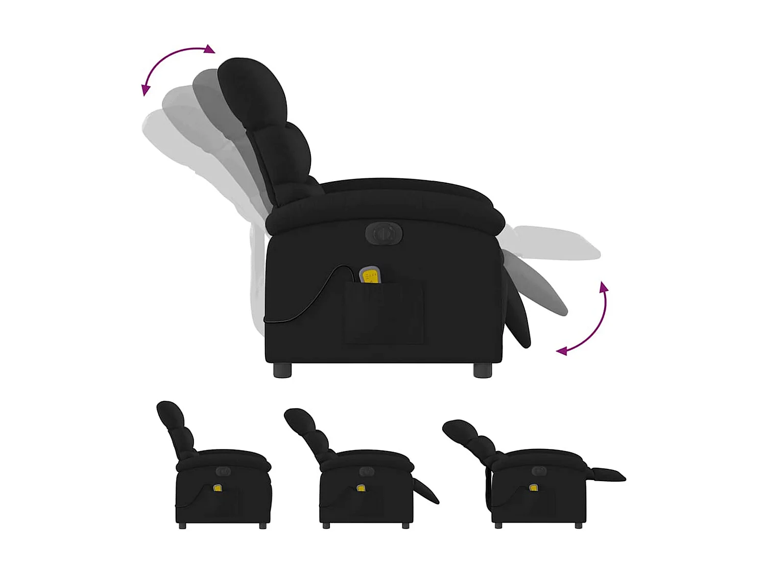 Fauteuil inclinable électrique-Fauteuil de massage pour Salon Noir Tissu SHL1468