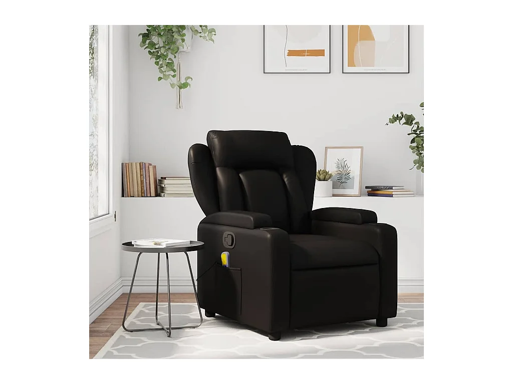 Fauteuil inclinable-Chaise de relax-Fauteuil de Massage noir similicuir SHL5315