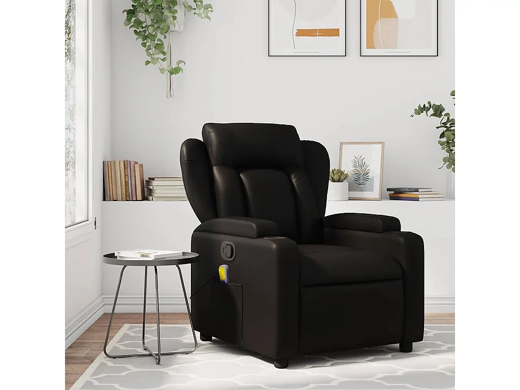 Fauteuil inclinable-Chaise de relax-Fauteuil de Massage noir similicuir SHL5315