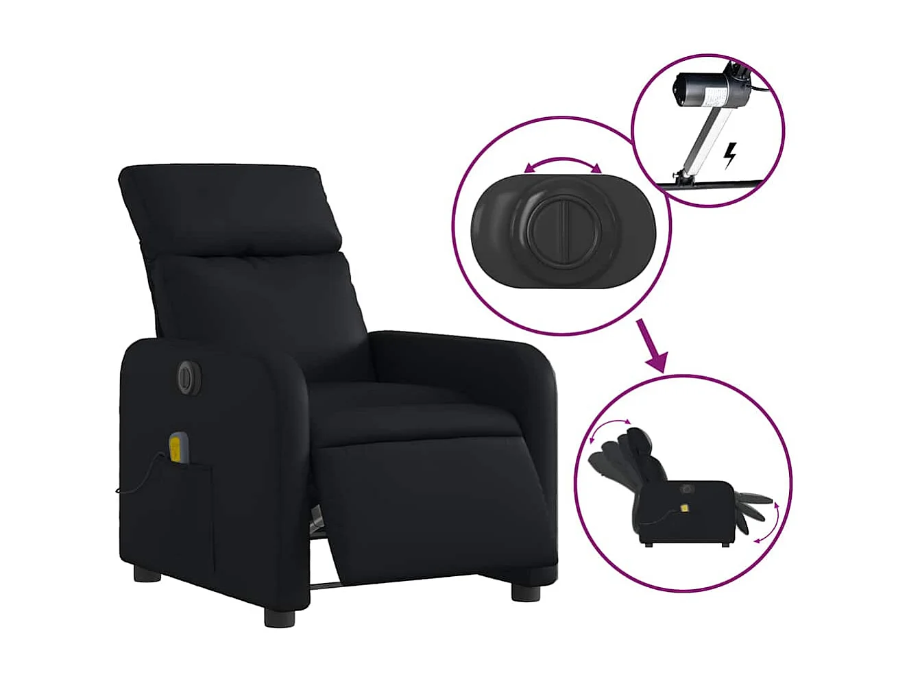 Fauteuil inclinable électrique-Fauteuil de massage de Salon noir similicuir SHL2202