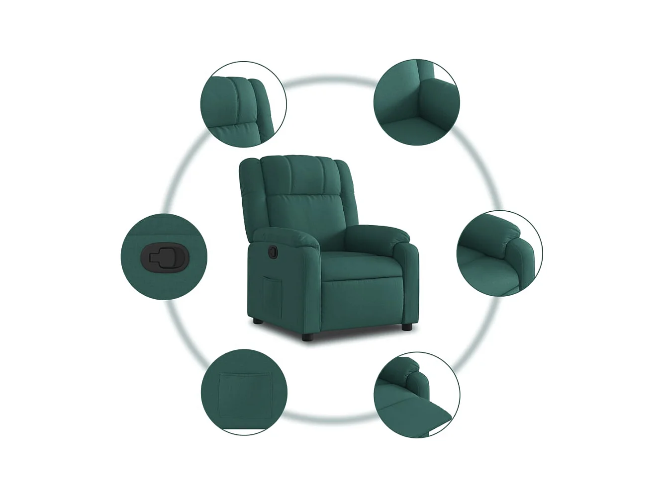 Fauteuil inclinable-Chaise de relax-Fauteuil salon vert foncé tissu SHL2223