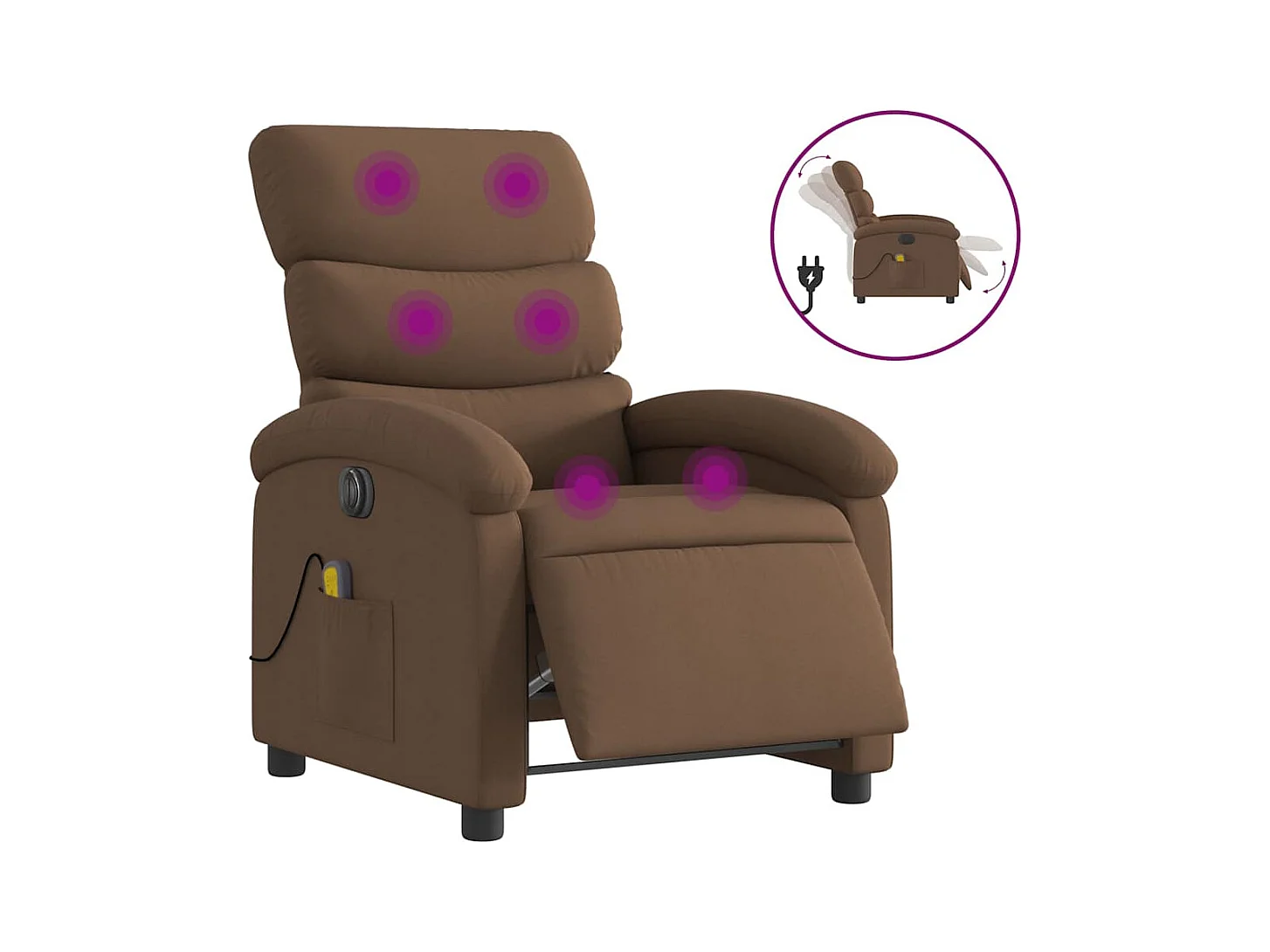 Sillón de relax | Sillón reclinable de masaje eléctrico tela marrón SHL2877