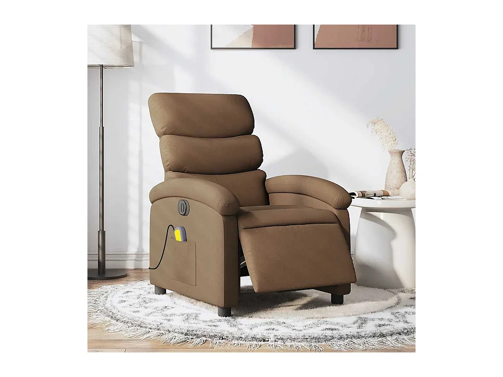 Sillón de relax | Sillón reclinable de masaje eléctrico tela marrón SHL2877