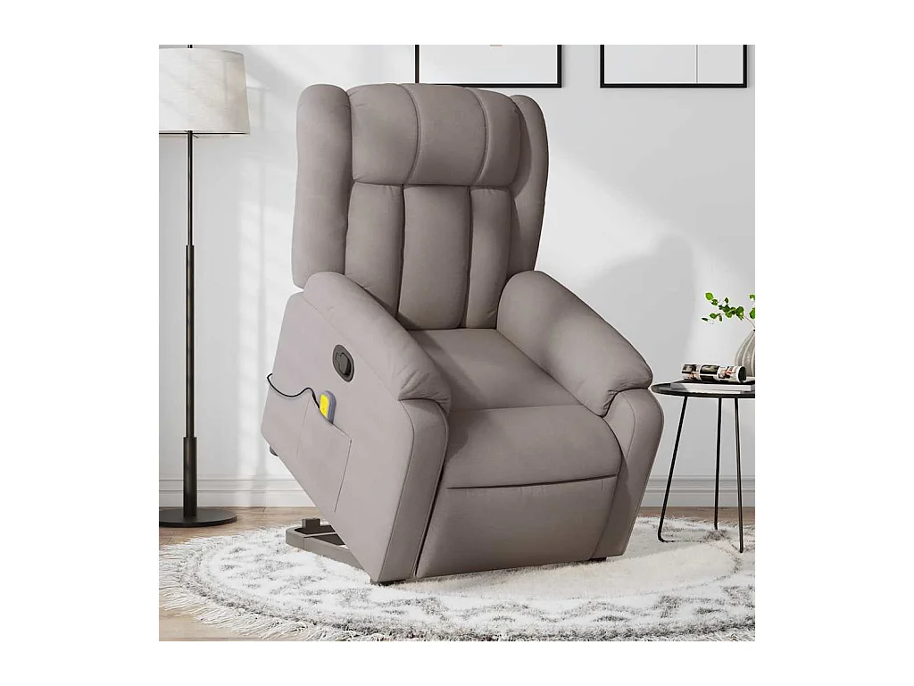 Poltrona elevatória de massagens tecido cinzento-acastanhado SHL158381
