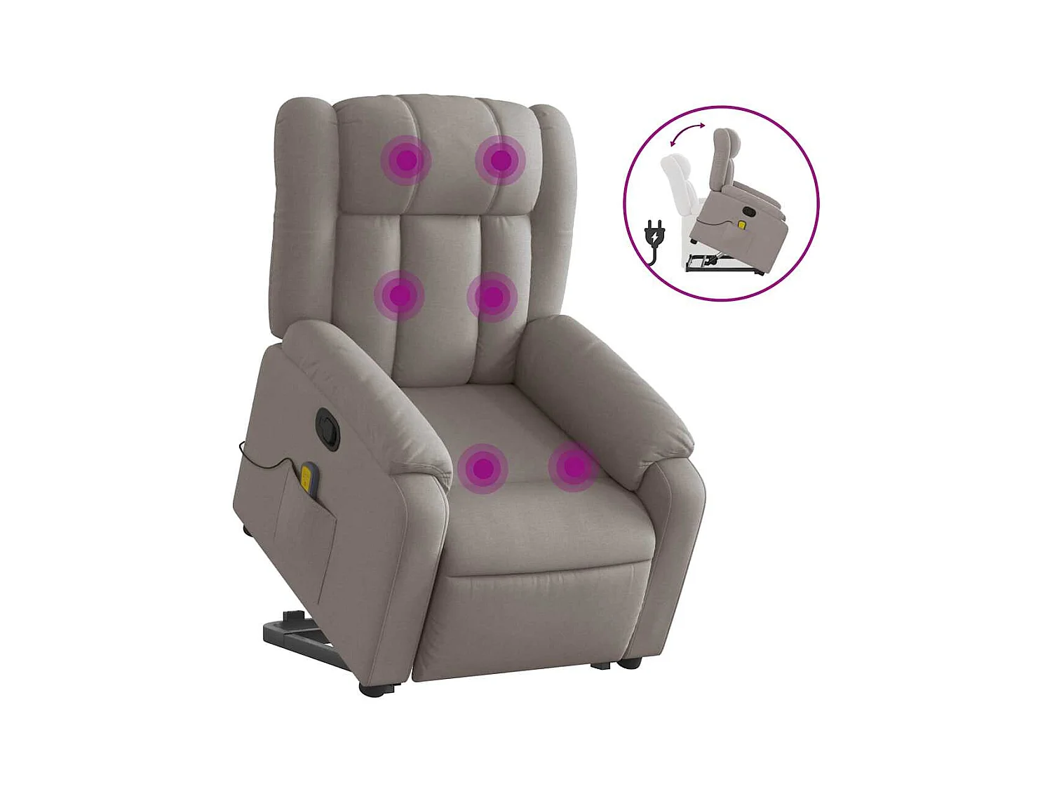 Fauteuil inclinable-Chaise de relax-Fauteuil de Massage Taupe Tissu SHL1802