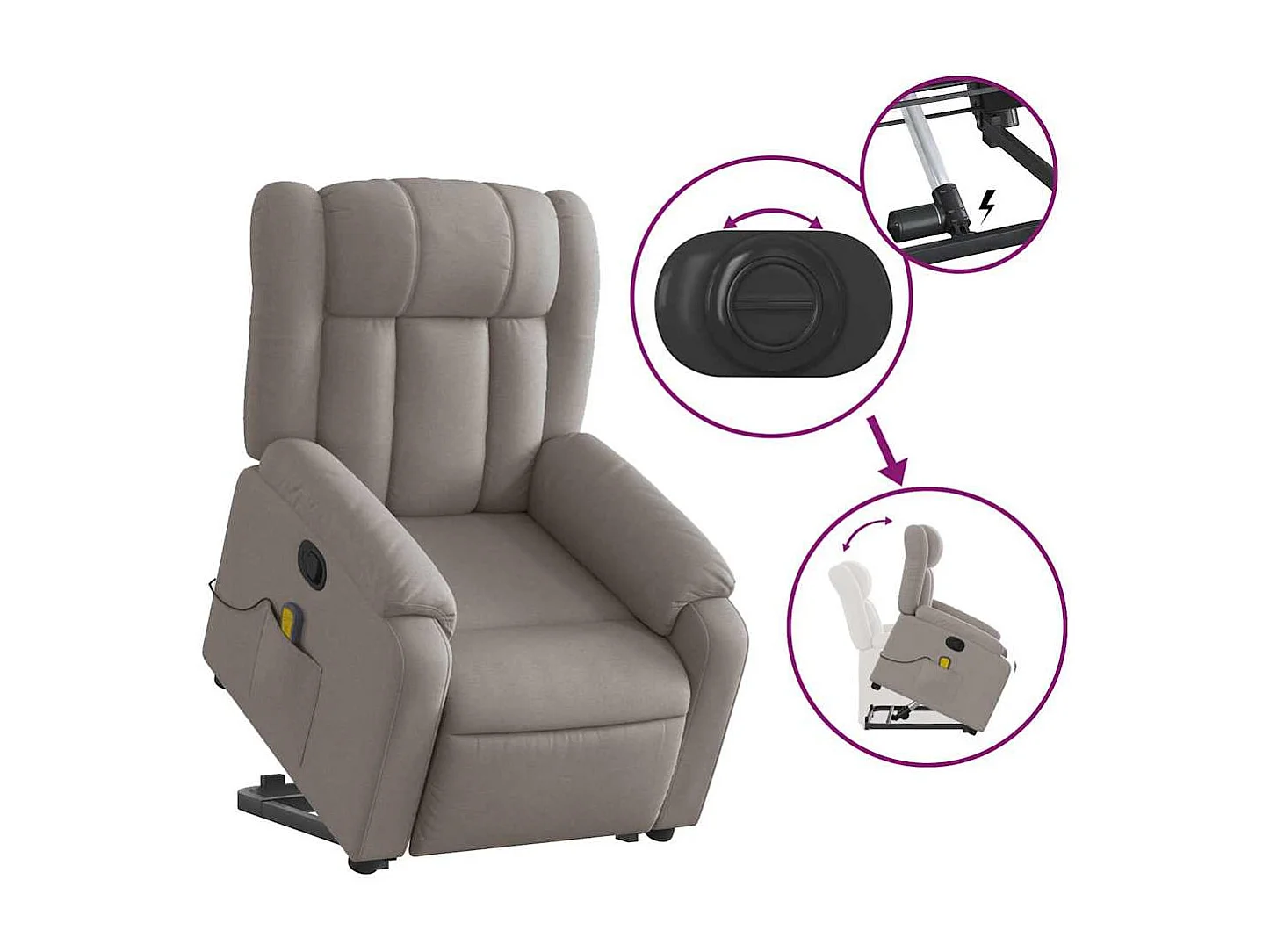 Fauteuil inclinable-Chaise de relax-Fauteuil de Massage Taupe Tissu SHL1802