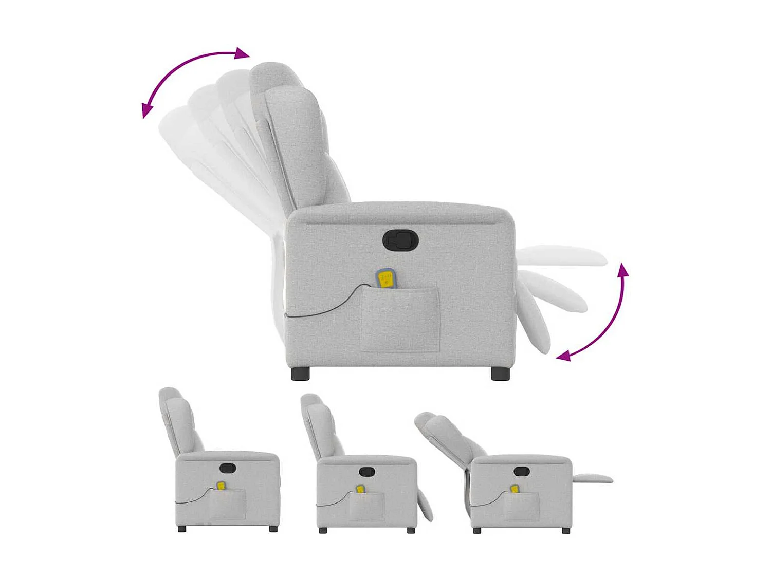 Sillón de salón | Silla | Sillón de masaje reclinable de tela gris nube SHL8783