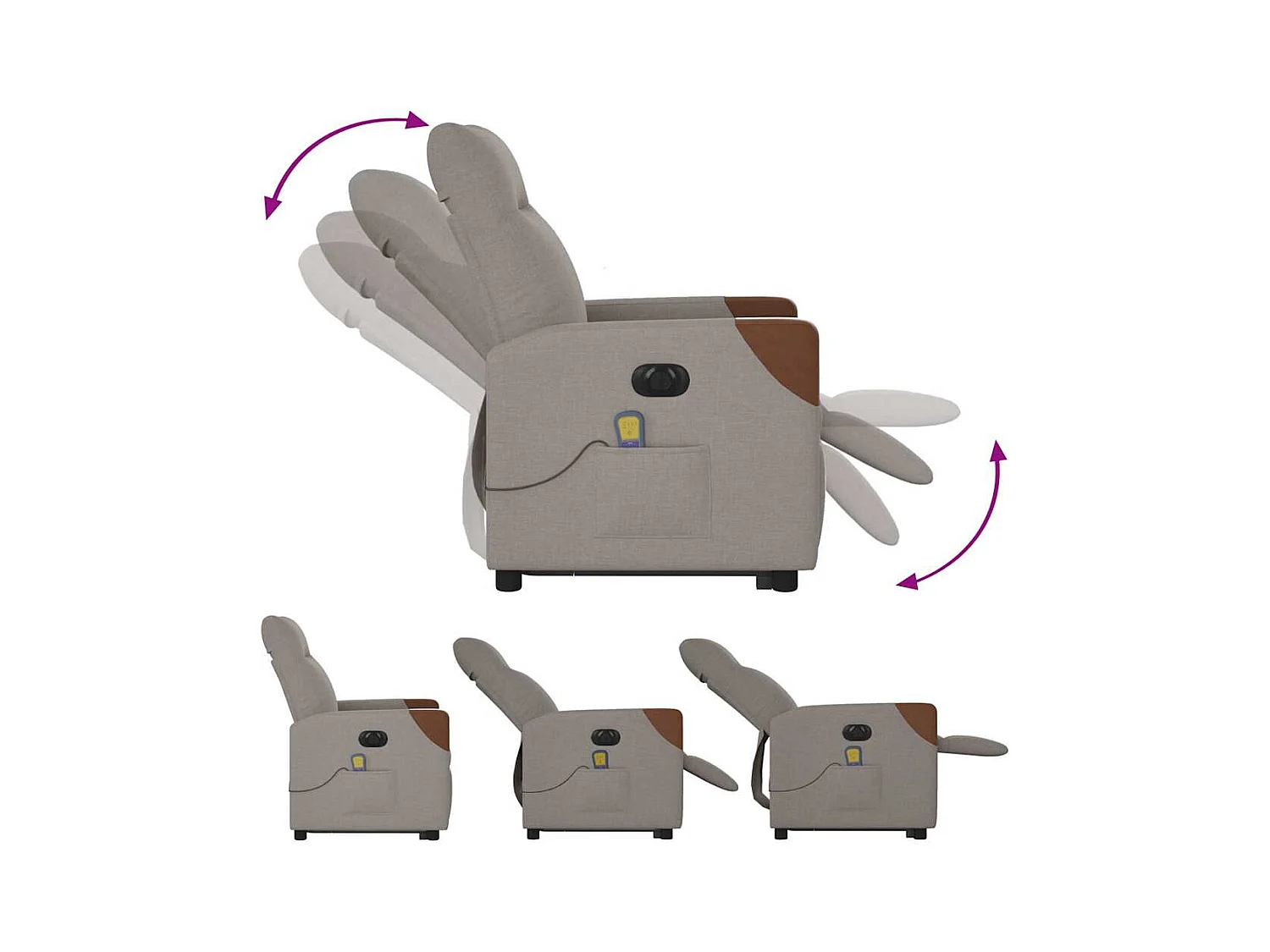 Fauteuil inclinable électrique-Chaise de relax-Fauteuil de Massage Taupe Tissu SHL3677