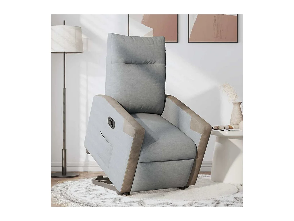 Silla de relax | Sillón eléctrico reclinable elevable de tela gris claro SHL6979