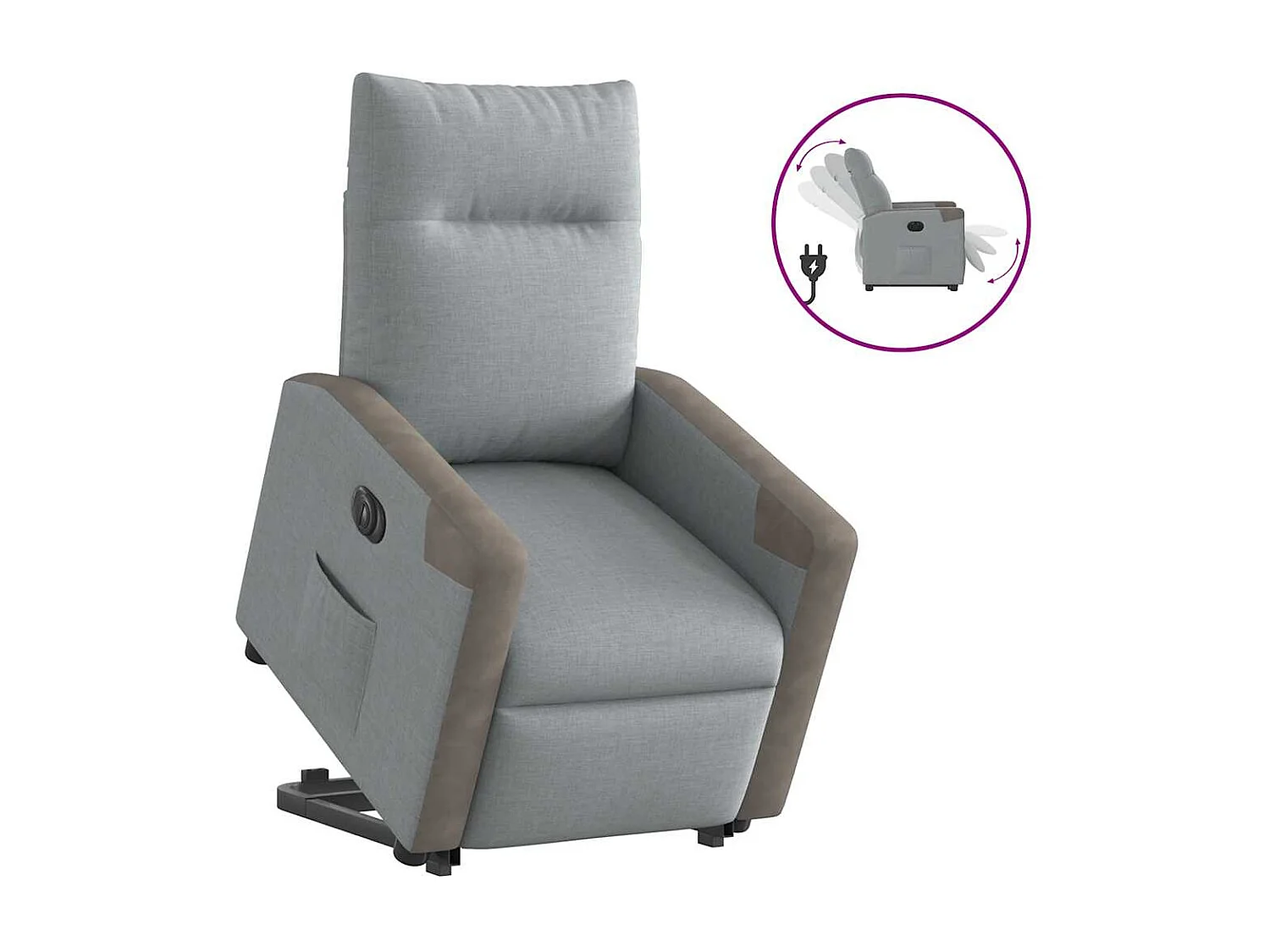 Poltrona Relax | Poltrona Reclinante Alzapersona Elettrica Grigio Chiaro Tessuto SHL2807