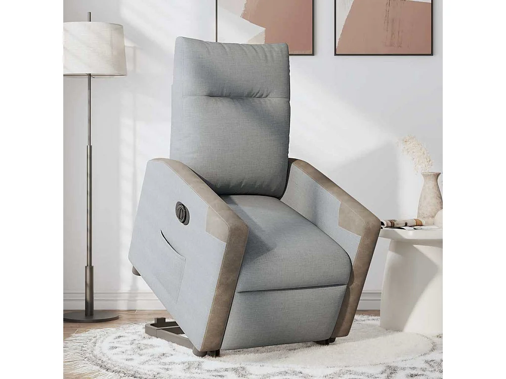 Poltrona Relax | Poltrona Reclinante Alzapersona Elettrica Grigio Chiaro Tessuto SHL2807