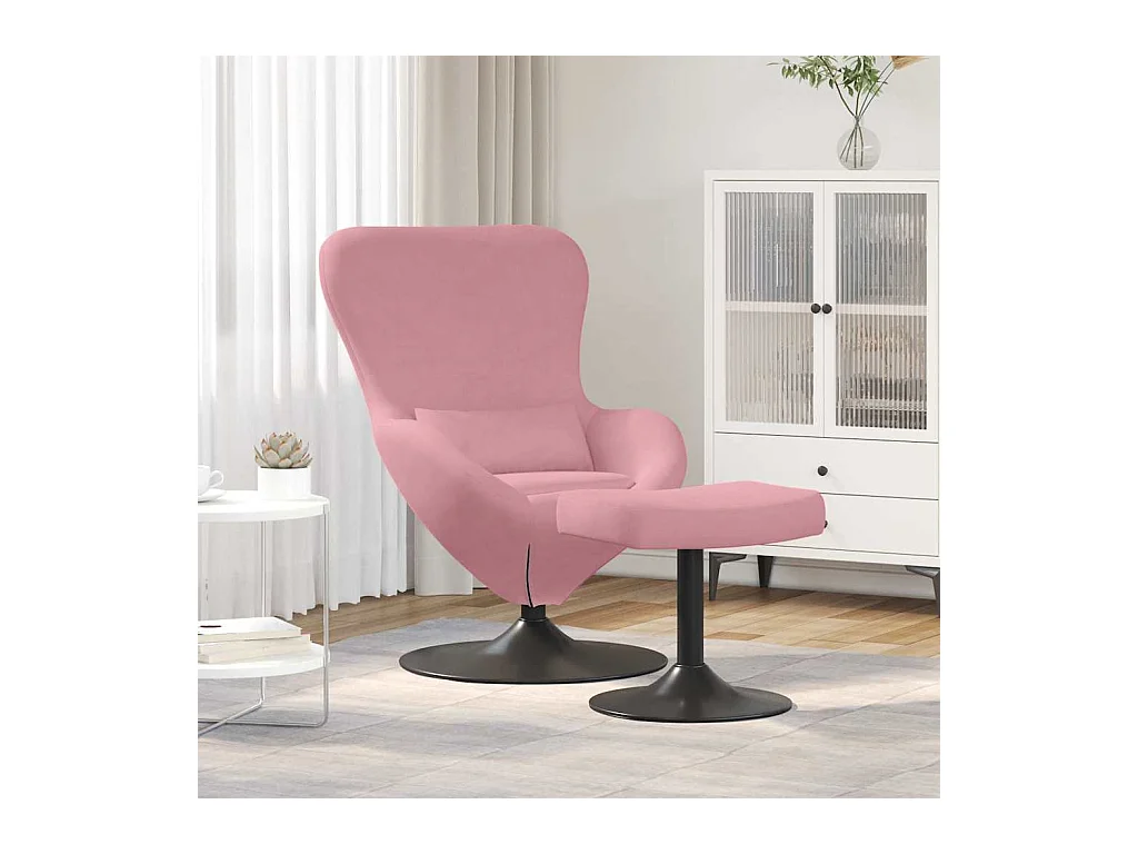 Fauteuil de Salon-Chaise-Fauteuil œuf avec repose-pieds Rose 63x73x90 cm Velours SHL1738