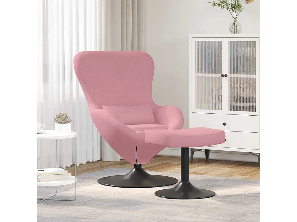 Eierstuhl mit Fußhocker | Relaxsessel indoor Rosa 63x73x90 cm Samt SHL90846