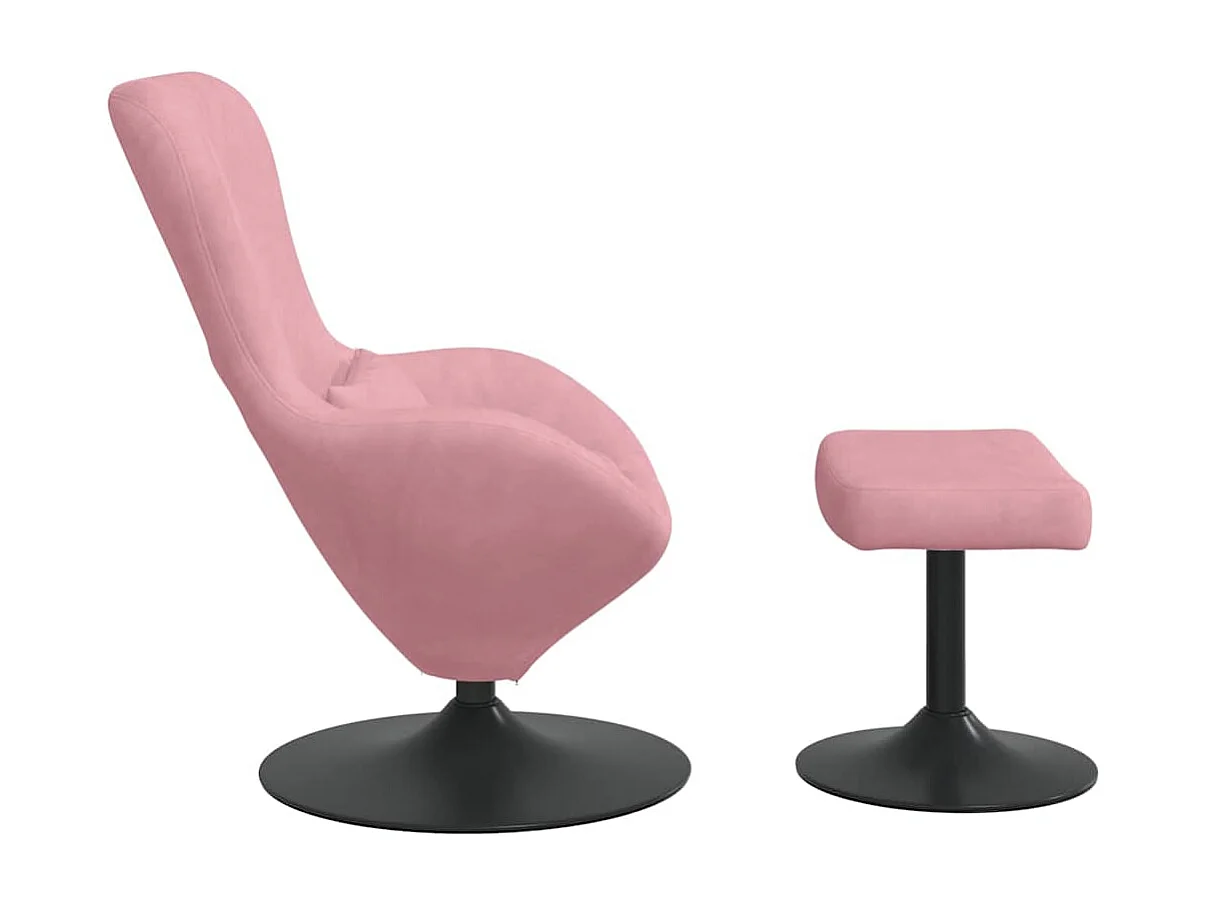 Eierstuhl mit Fußhocker | Relaxsessel indoor Rosa 63x73x90 cm Samt SHL90846