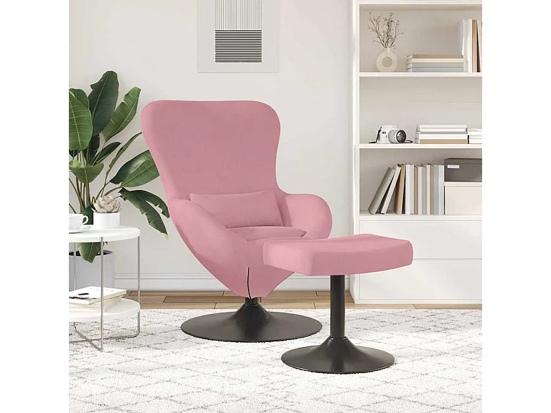 Egg Chair met Voetsteun Roze 63 x 73 x 90 cm Fluweel