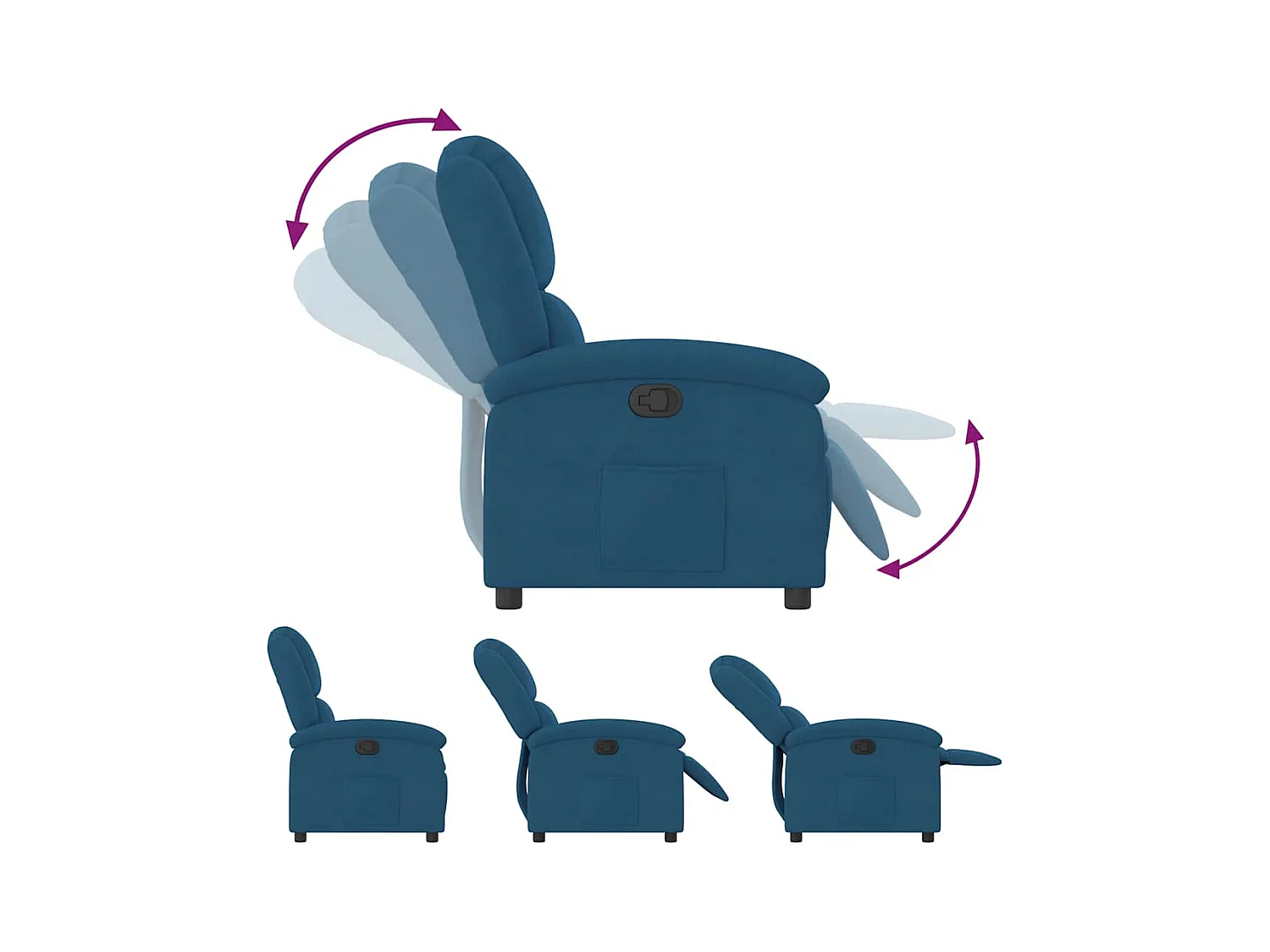 Poltrona Reclinável | Poltrona Confortável Relax veludo azul SHL290870