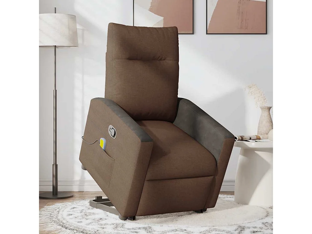 Fauteuil inclinable-Chaise de relax-Fauteuil de Massage Marron Tissu SHL3603