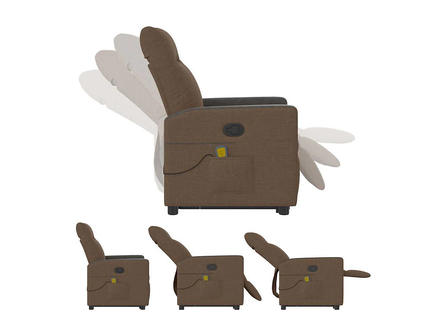 Fauteuil inclinable-Chaise de relax-Fauteuil de Massage Marron Tissu SHL3603