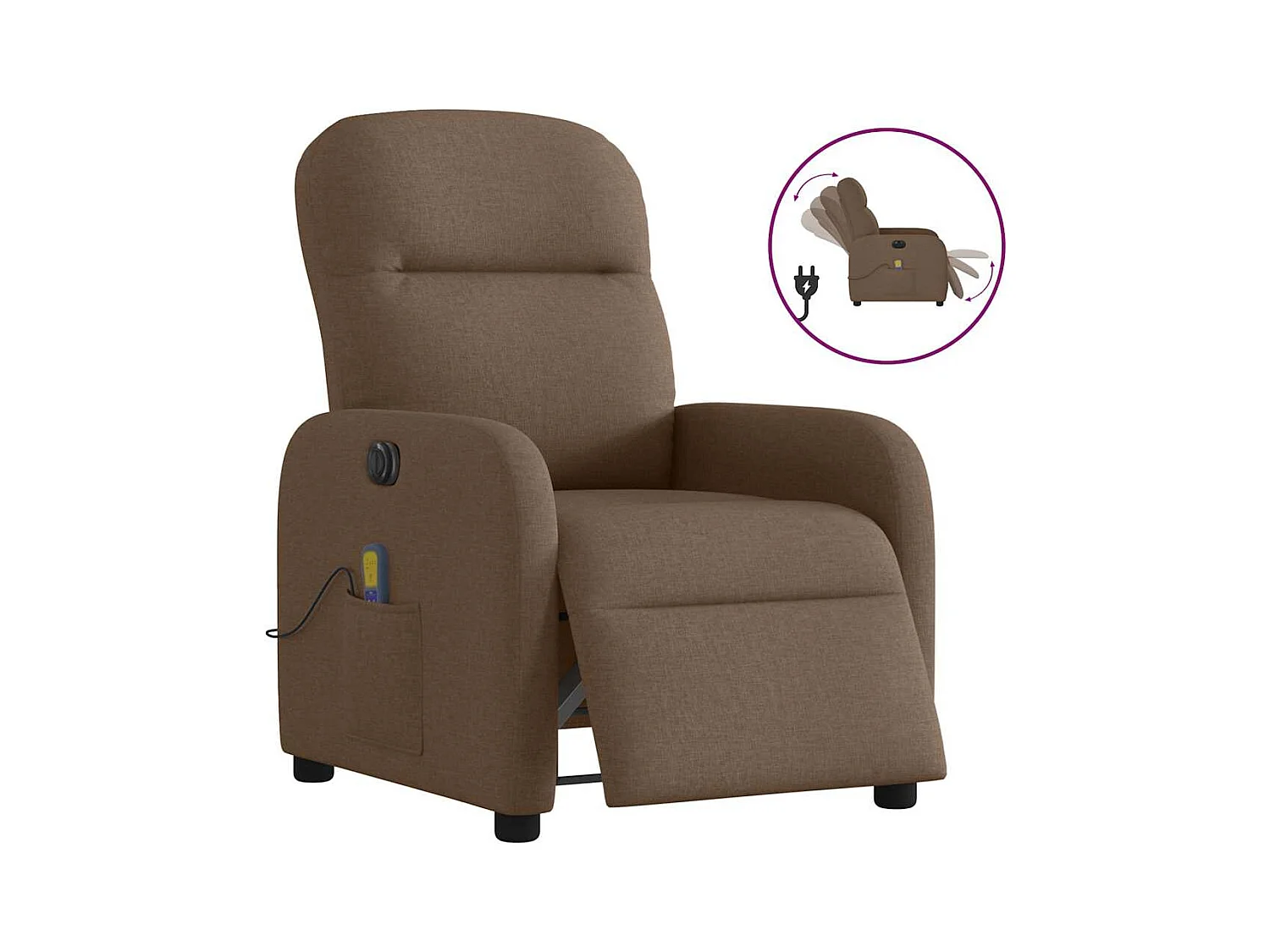 Sillón de relax | Sillón reclinable de masaje eléctrico tela marrón SHL4709