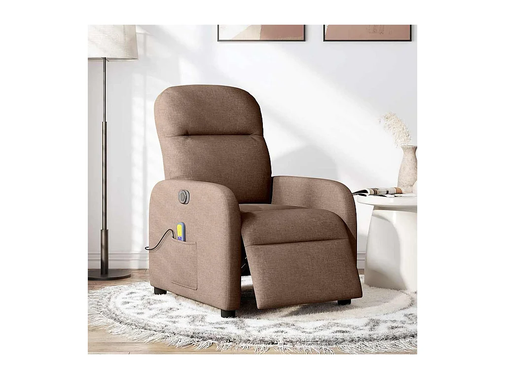 Fauteuil inclinable électrique-Chaise de relax-Fauteuil de Massage marron tissu SHL2489