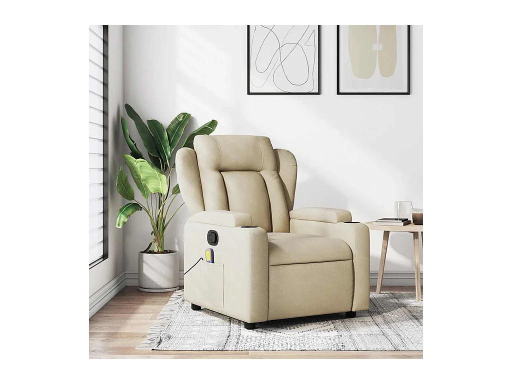 Fauteuil inclinable-Chaise de relax-Fauteuil de Massage crème tissu SHL5439
