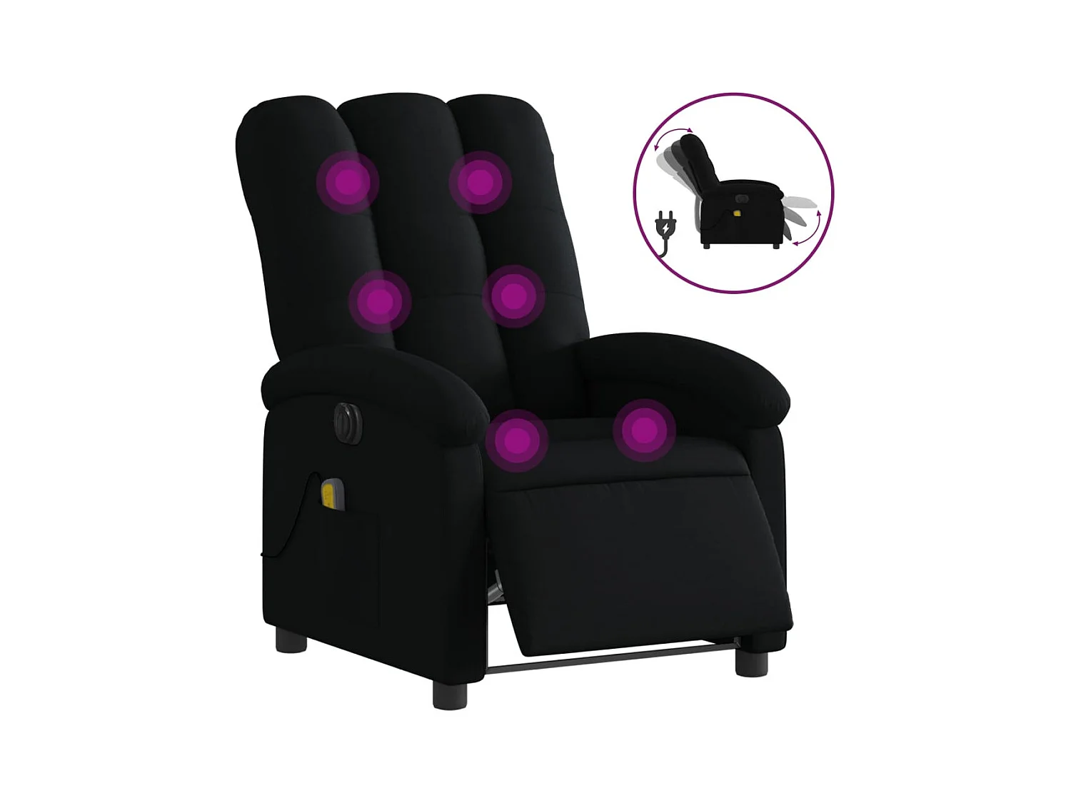Fauteuil inclinable électrique-Fauteuil de massage pour Salon Noir Tissu SHL5381