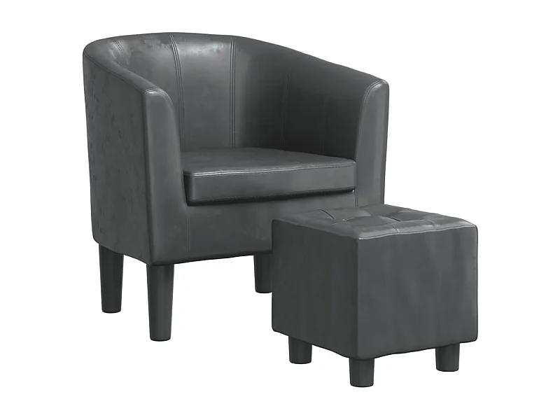 Sillón de salón | Silla de relax con taburete cuero sintético gris SHL8934