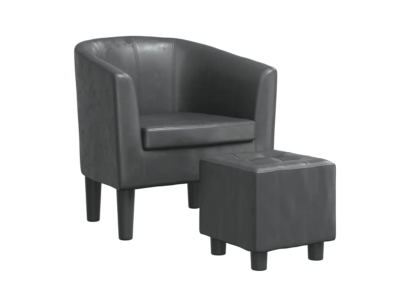 Sillón de salón | Silla de relax con taburete cuero sintético gris SHL8934