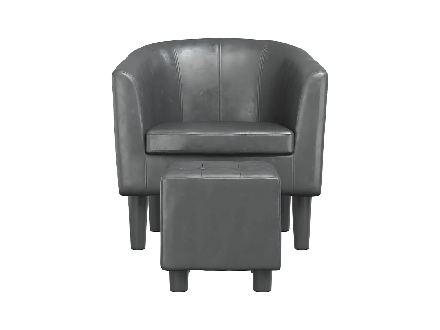 Sillón de salón | Silla de relax con taburete cuero sintético gris SHL8934