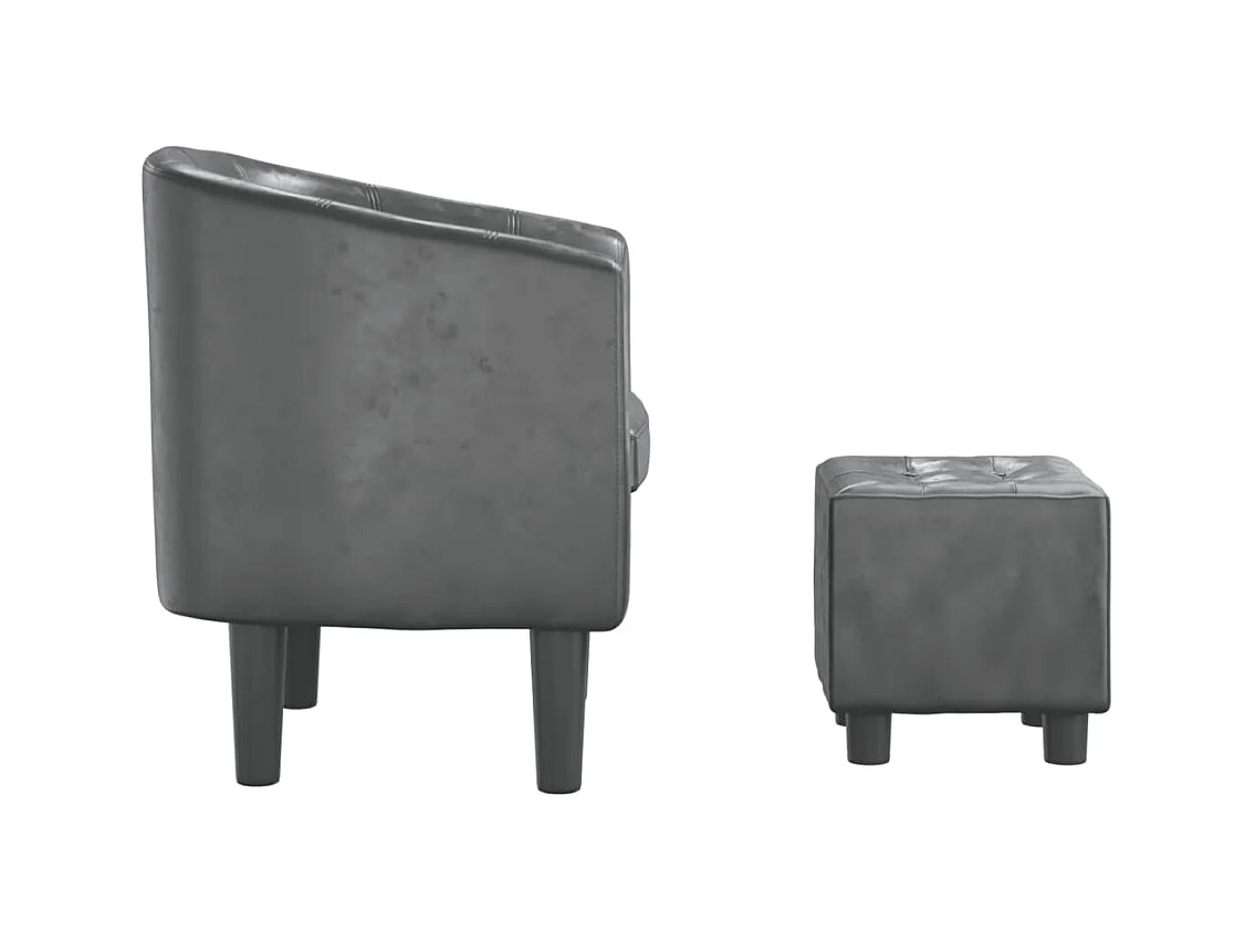 Sillón de salón | Silla de relax con taburete cuero sintético gris SHL8934