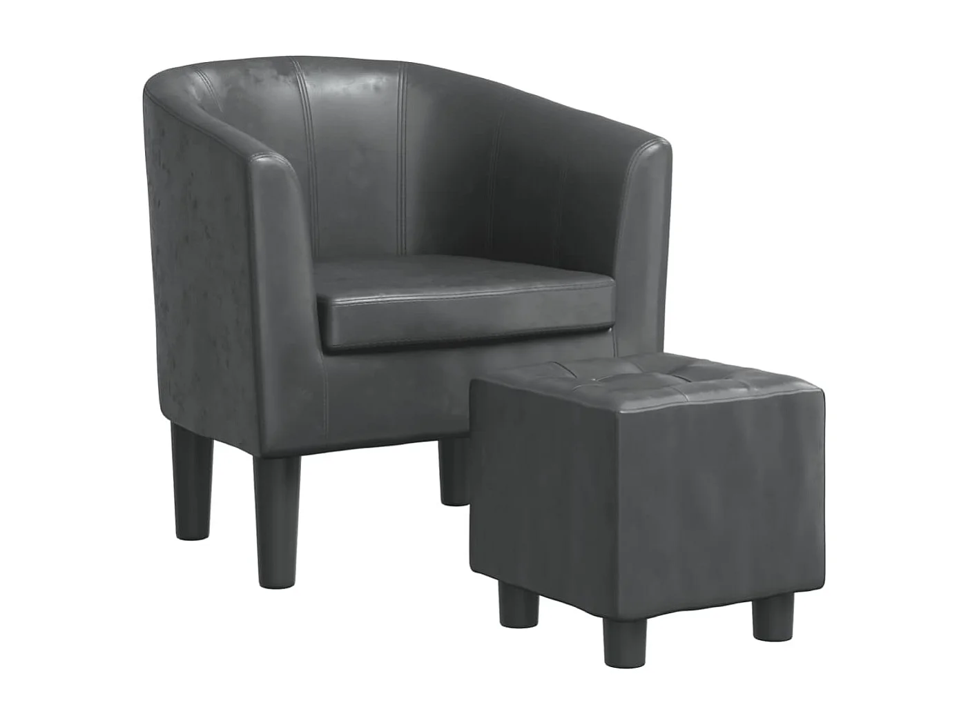 Clubsessel mit Fußhocker | Relaxsessel indoor Grau Kunstleder SHL82742