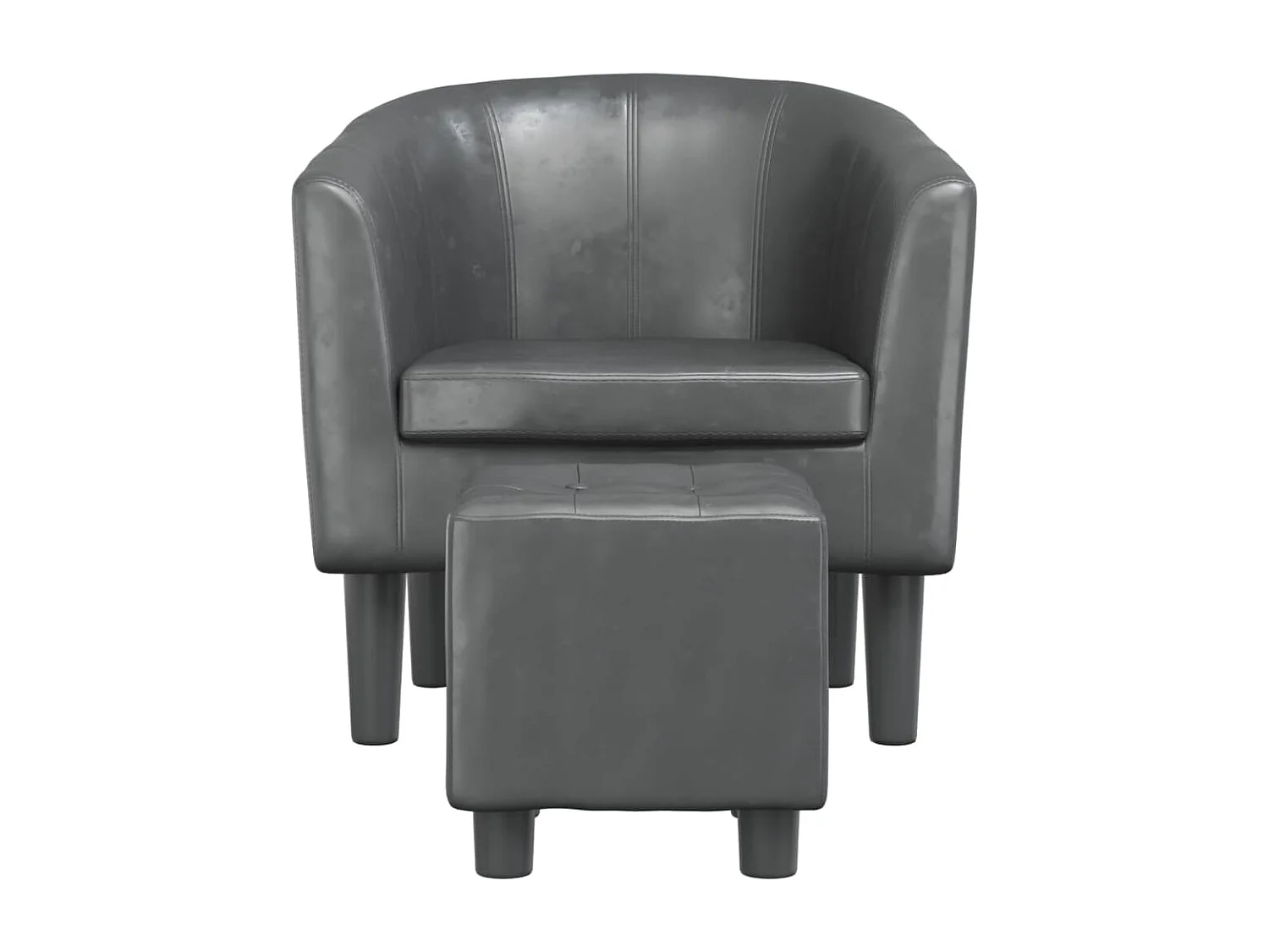 Clubsessel mit Fußhocker | Relaxsessel indoor Grau Kunstleder SHL82742