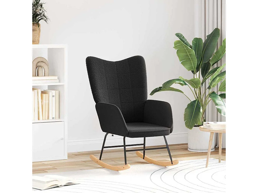 Schaukelstuhl | Schaukelsessel Schwarz Sherpa-Stoff SHL6218