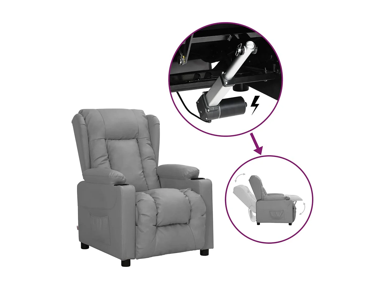 Poltrona elevatória couro artificial cinzento SHL404706