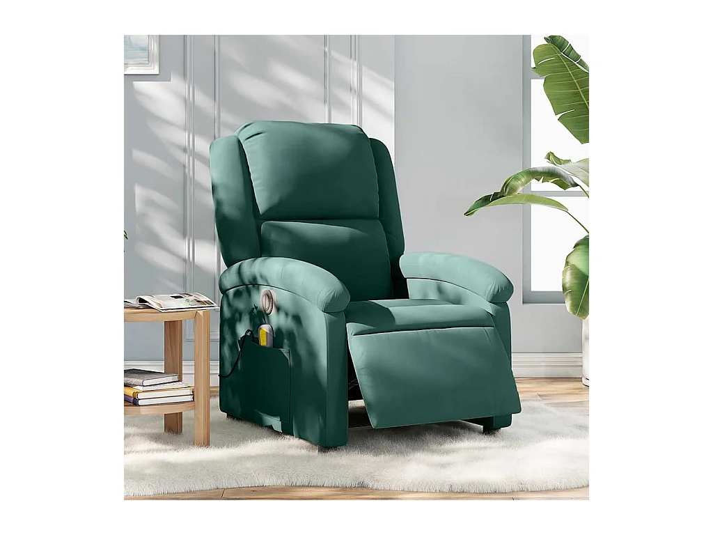 Sillón de relax | Sillón reclinable de masaje eléctrico terciopelo verde oscuro SHL7772