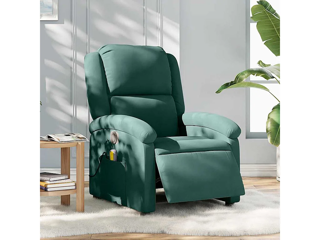 Massagesessel Elektrisch | Relaxsessel indoor Dunkelgrün Samt SHL78278