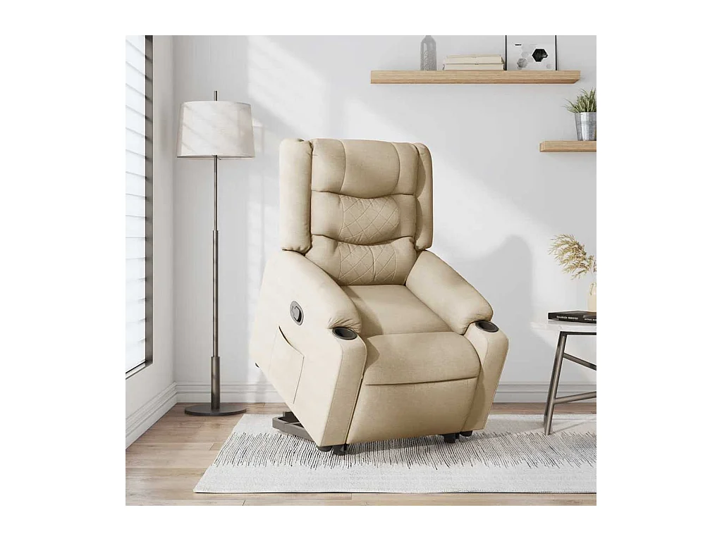 Fauteuil inclinable-Chaise de relax-Fauteuil salon Crème Tissu SHL1800