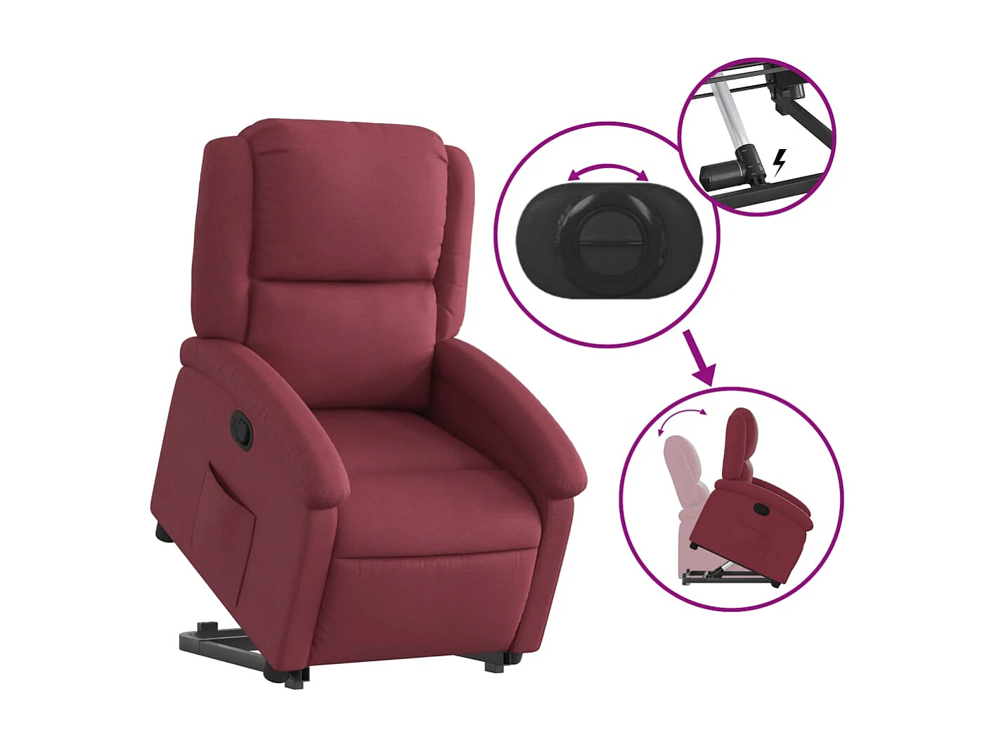 Fauteuil inclinable-Chaise de relax-Fauteuil salon rouge bordeaux tissu SHL2968
