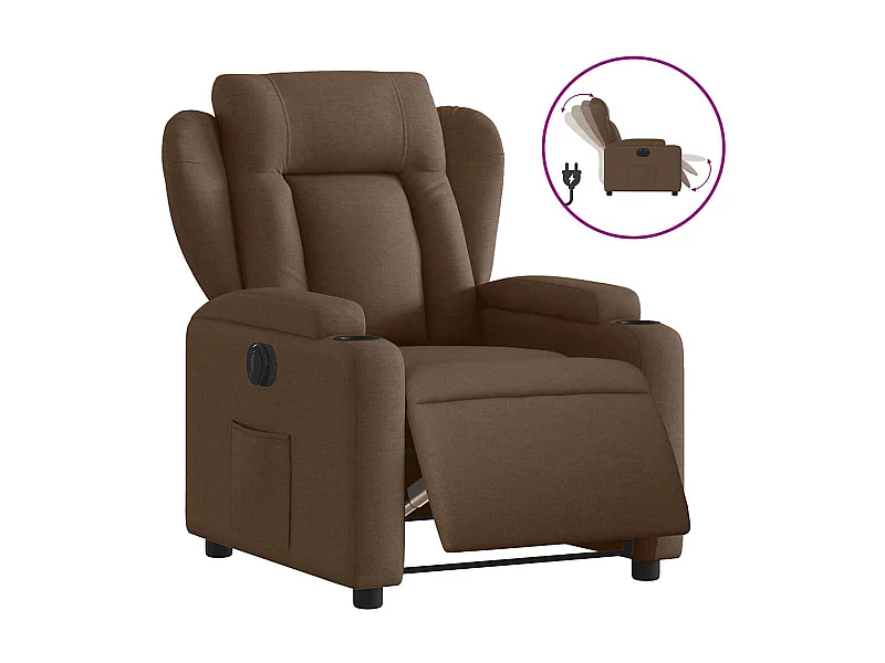 Fauteuil inclinable électrique-Chaise de relax-Fauteuil salon Marron Tissu SHL4172