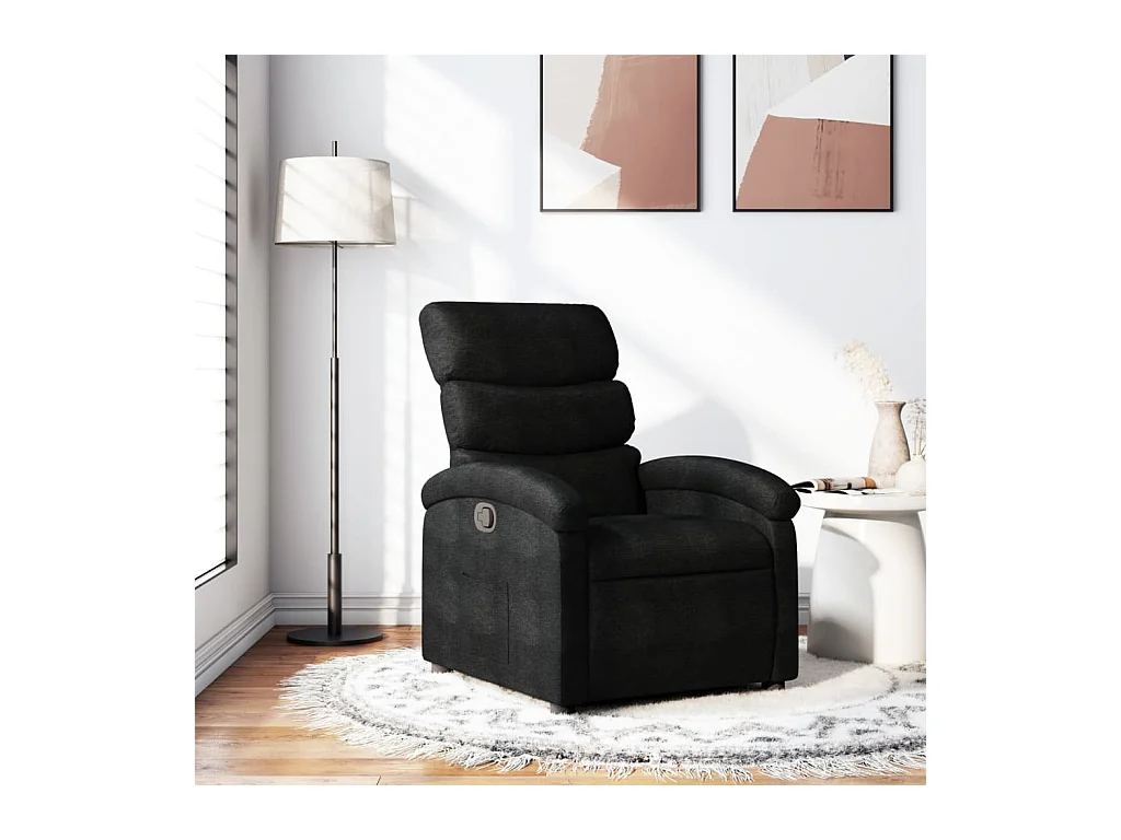 Fauteuil inclinable-Chaise de relax-Fauteuil salon noir tissu SHL3670